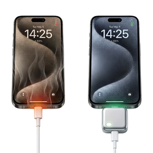 Comparación: celular sin Smart Charge recalentándose vs. celular con Smart Charge protegido